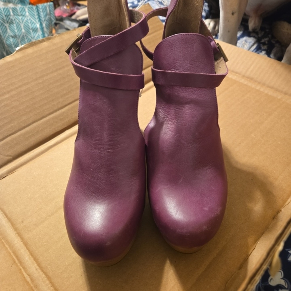 Free People Purple Leather Ankle Booties - Picture 2 of 4